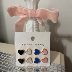 Heart Shaped Stud Earrings Set